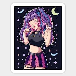 Cute Anime Girl Pastel Goth Purple Magnet